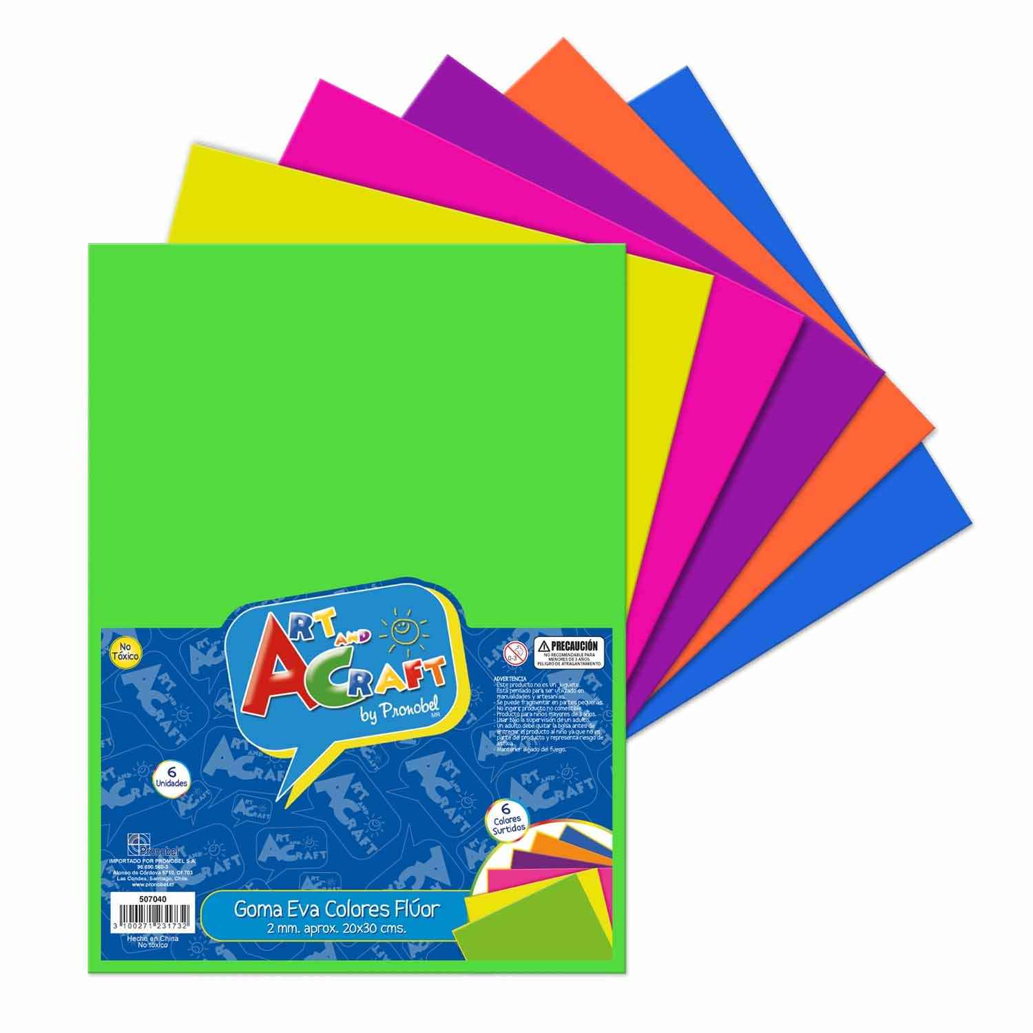 Goma Eva Colores Flúor 6 Piezas/Bolsa | Art & Craft